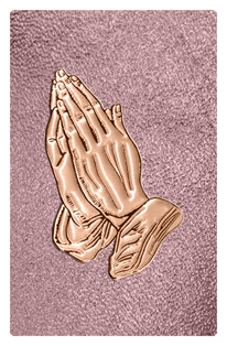 DF35T 516 BZ SH OR Bronze Praying Hands Shimmer Orchid Background